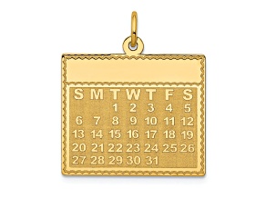 14k Yellow Gold Satin Tuesday the First Day Calendar Pendant