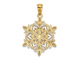 14K Yellow Gold with Rhodium over 14K Gold Diamond-cut Snowflake Pendant