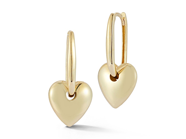 Bellissima Gold 14K Yellow Gold Puffed Heart Charm Earrings