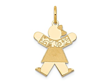 Picture of 14k Yellow Gold Satin Girl with Bow on Left Charm
