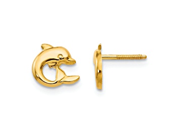 Picture of 14K Yellow Gold Dolphin Post Screwback Earrings