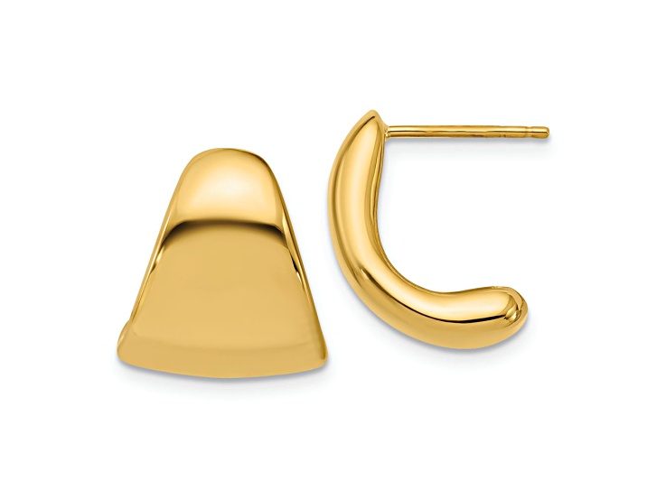 14k Yellow Gold Polished Curved Stud Earrings