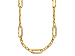 14K Yellow Gold Polished Fancy Paperclip Necklace