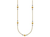 14k Yellow Gold and Rhodium Over 14k Yellow Gold Polished Ball Beaded Station 18 Inch Necklace