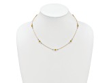 14k Yellow Gold and Rhodium Over 14k Yellow Gold Polished Ball Beaded Station 18 Inch Necklace