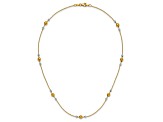 14k Yellow Gold and Rhodium Over 14k Yellow Gold Polished Ball Beaded Station 18 Inch Necklace