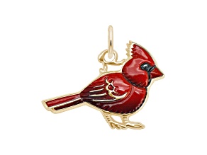 22K Yellow Gold Over Sterling Silver Cardinal Painted Measures Approx 21.91mm x 15.61mm