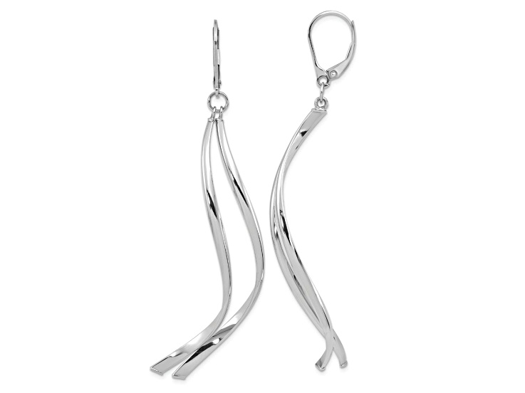 14k Yellow Gold and Rhodium Over 14k Yellow Gold Polished Dangle Earrings