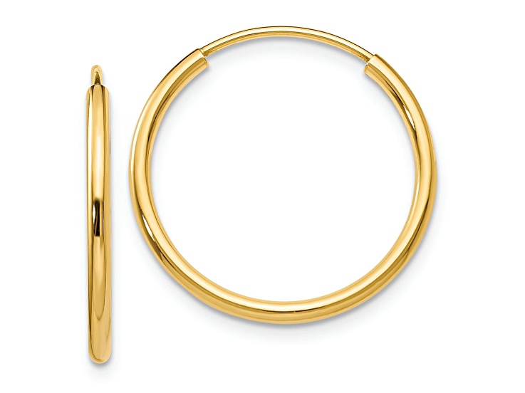 10k Yellow Gold 11/16 inch Polished Round Endless Hoop Earrings