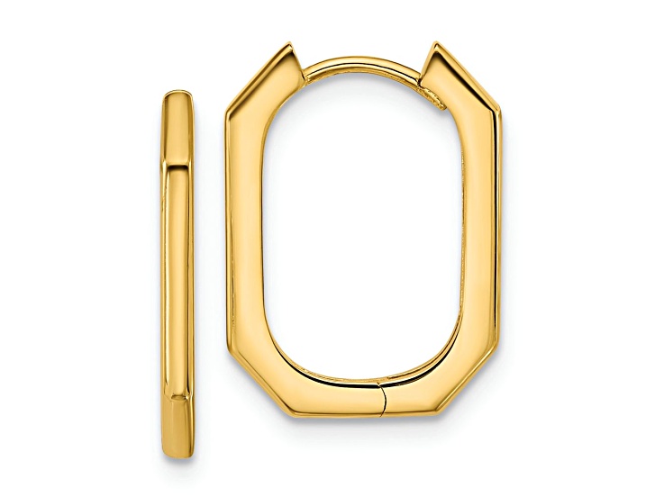 14k Yellow Gold 11/16 inch Polished Hinged Hoop Earrings