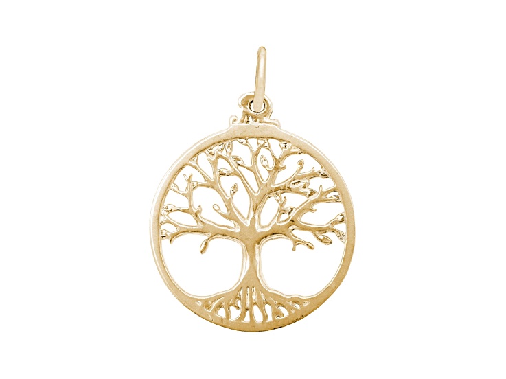 22K Yellow Gold Over Sterling Silver Tree Of Life Measures Approx 19.75mm x 19.75mm