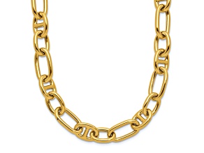 14k Yellow Gold 8.7mm Polished Mixed Oval and Anchor Link 18 Inch Chain