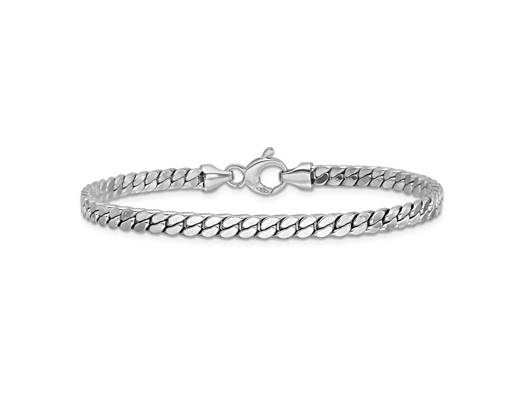 Rhodium Over 14k White Gold Polished 4.2mm Fancy Curb Link Bracelet