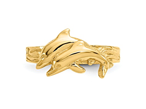 14K Yellow Gold Dolphin Toe Ring