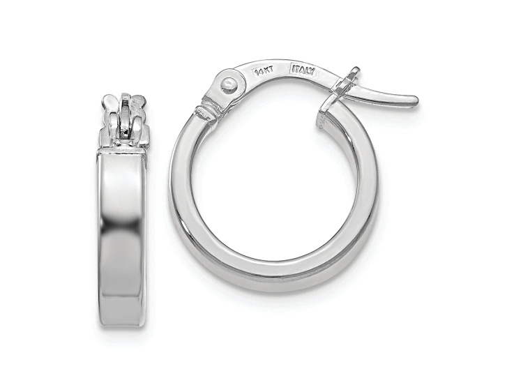 14k Yellow Gold and Rhodium Over 14k Yellow Gold 9/16 inch Polished Hoop Earrings