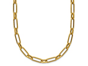 14K Yellow Gold Polished Textured Fancy Link Necklace