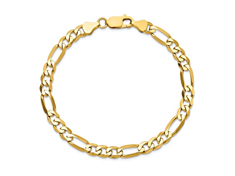 14K Yellow Gold 6.25mm Flat Figaro Chain Bracelet