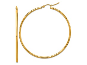 10k Yellow Gold 2 5/16 inch Polished Hinged Hoop Earrings