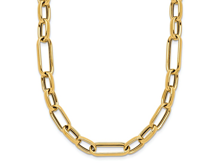 14k Yellow Gold 6.75mm Polished Fancy Open Link 24 Inch Chain