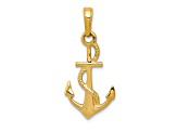 14k Yellow Gold 3D Solid Polished Anchor Pendant