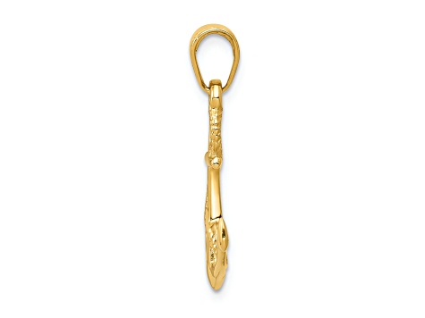 14k Yellow Gold 3D Solid Polished Anchor Pendant