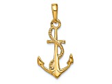 14k Yellow Gold 3D Solid Polished Anchor Pendant