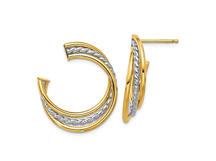 14K Two-tone Gold Polished Twisted Stud Earrings