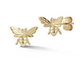 Bellissima Gold 14K Yellow Gold 3D Dainty Bee Stud Earrings
