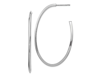 Picture of Rhodium Over 14K White Gold 1 3/4" Polished Knife Edge Oval Hoop Earrings