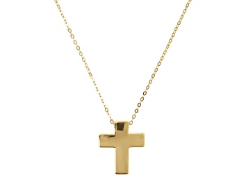 Picture of 10K Yellow Gold Cross Pendant w/ Oval Link Chain