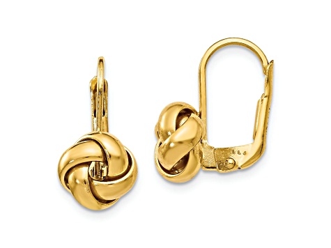 14k Yellow Gold Polished Love Knot Dangle Earrings