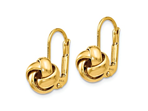 14k Yellow Gold Polished Love Knot Dangle Earrings