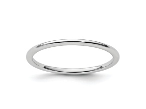 Rhodium Over 10K White Gold 1.2mm Half Round Stackable Expressions Band