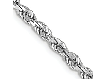 Picture of Rhodium Over 10k White Gold 3.35mm Solid Diamond-Cut Quadruple Rope 22 Inch Chain