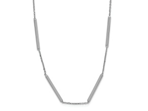 Rhodium Over 14k White Gold Polished Cable Link 6 Bar Stations 16 Inch Necklace