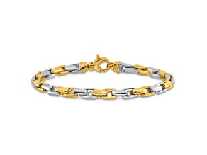 14K Two-tone Gold Polished 5mm Fancy Link Bracelet