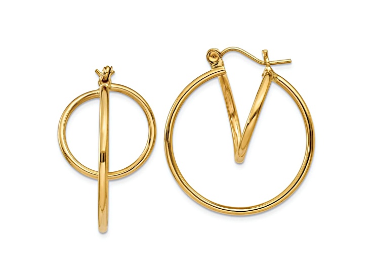14k Yellow Gold 15/16" Fashion Circle Hoop Earrings