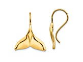 14K Yellow Gold Whale Tail Dangle Earrings