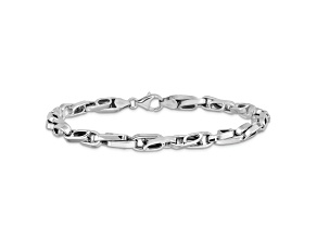 Rhodium Over 14k White Gold Polished 5mm Fancy Link Bracelet