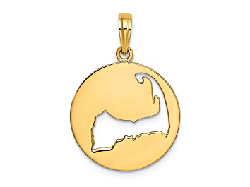 Picture of 14k Yellow Gold Polished Cut-Out CAPE COD Map Charm