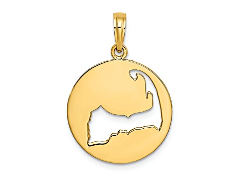 14k Yellow Gold Polished Cut-Out CAPE COD Map Charm