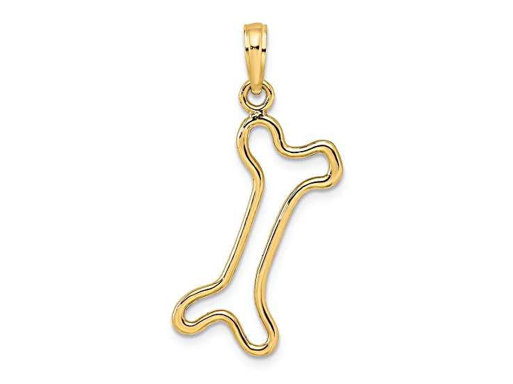 14k Yellow Gold Cut-Out Polished Dog Bone Charm