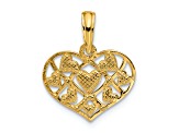 14k Yellow Gold Polished Hearts in Heart Charm