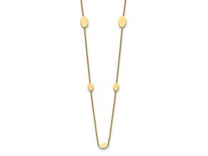 14k Yellow Gold Polished Oval Discs Station Cable Link 16 Inch Necklace