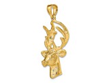 14k Yellow Gold 3D Deer Head Charm