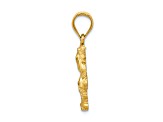 14k Yellow Gold Satin and Diamond-Cut Open-Backed Palm Trees Pendant