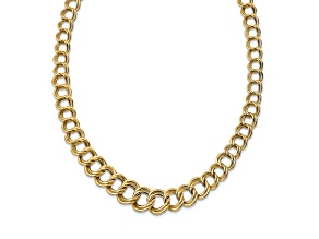 14k Yellow Gold 14.25mm Polished Graduated Double Link 18 Inch Chain