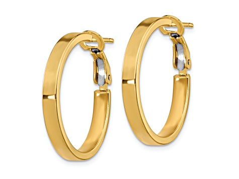 14k Yellow Gold 15/16" Polished Square Tube Round Hoop Earrings