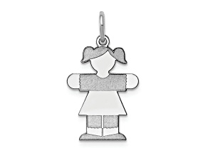Rhodium Over 14K White Gold Satin Girl Hugs Charm