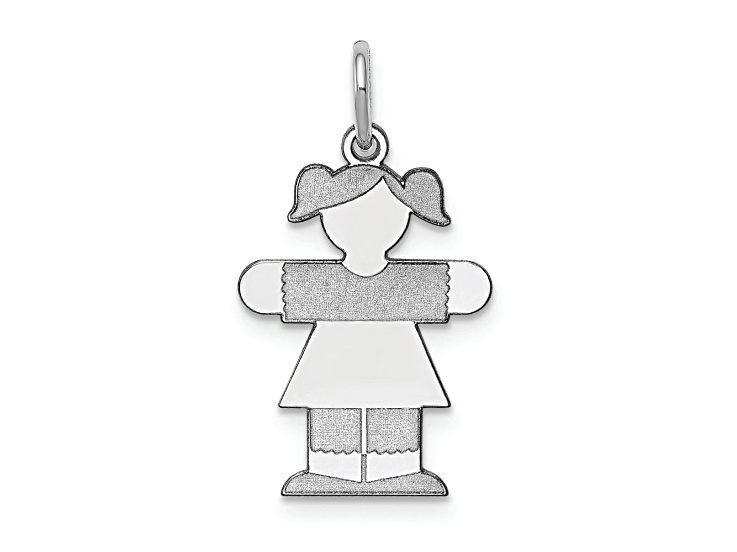Rhodium Over 14K White Gold Satin Girl Hugs Charm